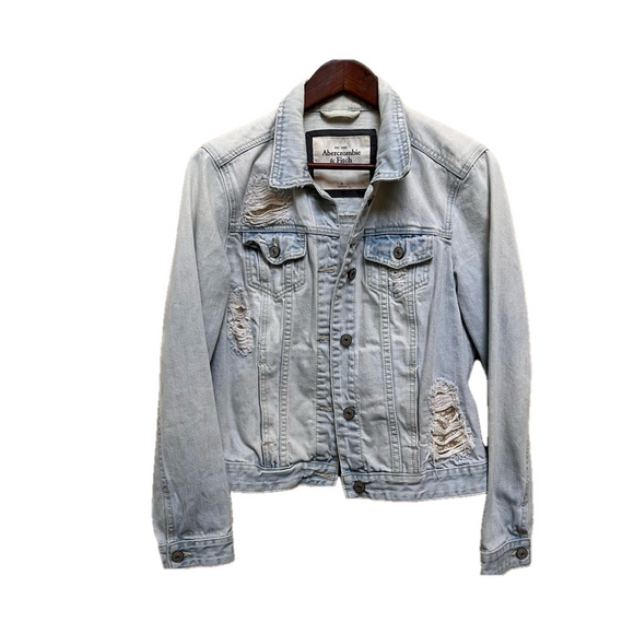 Abercrombie & Fitch Jackets & Blazers - Abercrombie and Fitch Distressed Denim Jacket with Glittery Gold Detail Medium